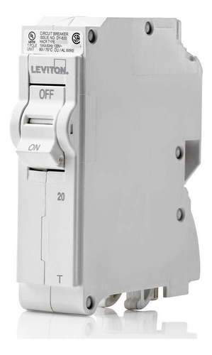 Interruptor De Circuito 20a 1 Polo 120 Vac Blanco Enchufable