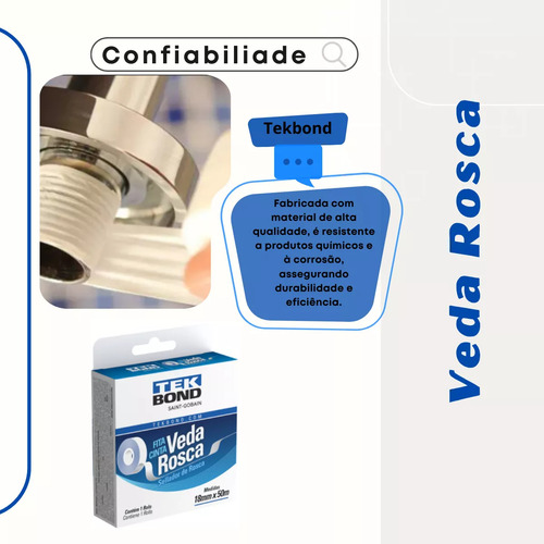 Fita Cinta Veda Rosca Multiuso 18mm X 50m Tek Bond