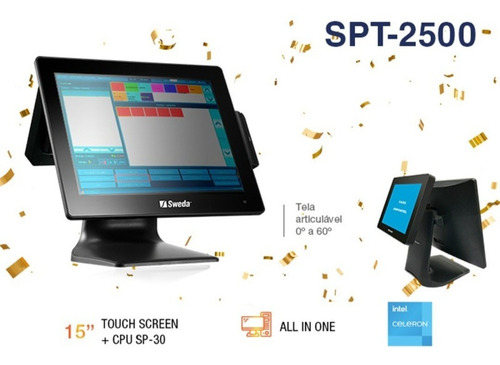 Pdv Touch Screen Spt - 2500 Intel Celeron 8gb Memória