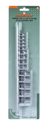 Set De Dados Torx 1/4';-3/8';-1/2'; 14 Piezas - Jonnesway