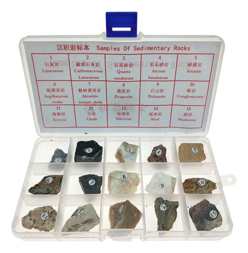 1 15 Unids Caja De Colección De Minerales Muestras De Rocas