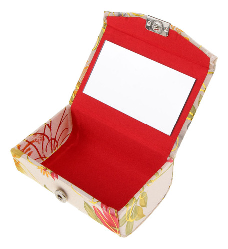 Caja De Lápiz Labial Floral Brocado Con Estuche Con Espejo