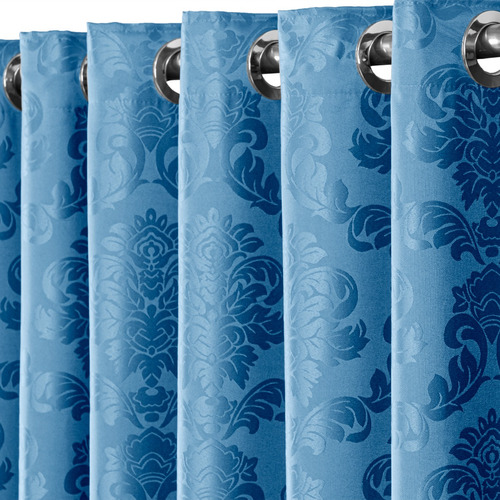 Cortina Casa Das Cortinas Jacquard Cor Azul/Celeste Medidas 2.70 m x 2.30 m