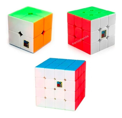 Cubo Rubik Pack Moyu 3x3 + 2x2 + 4x4 Stickerless Meilong Mag