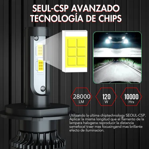 Para Carcasa De Faros Cuadrados De 7 Pulgadas + 9003/h4 Led