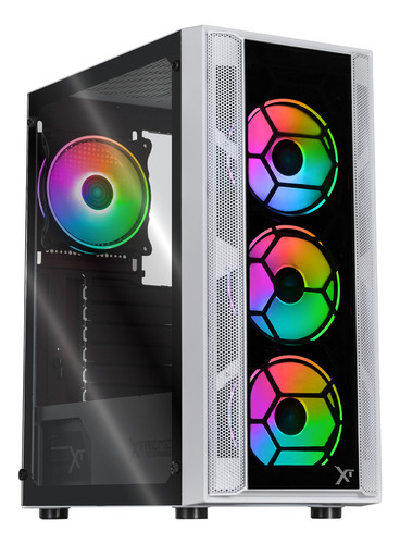 Gabinete Gamer XTREME PC GAMING Kronos Media Torre ATX 600W 4 Fan ARGB Cristal Templado Blanco