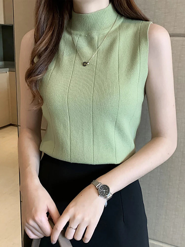 Camisetas Sin Mangas Punto Para Mujer, Tops Finos Informales