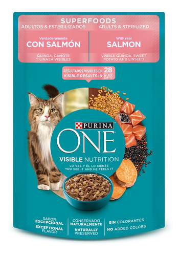 Imagen 1 de 7 de Alimento Para Gato Purina One Multi Proteínas Salmón 85g