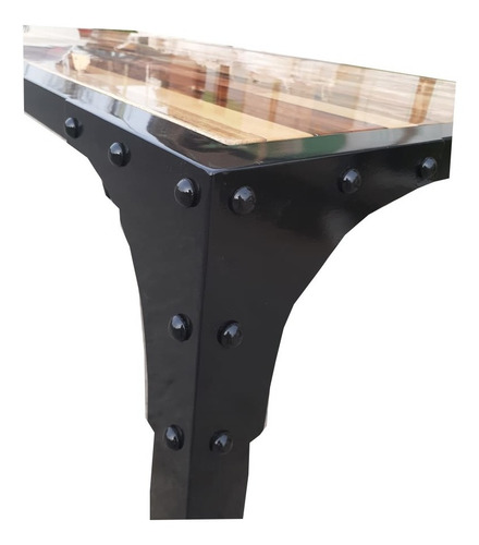 Imagen 5 de 5 de Mesa Industrial Madera Y Hierro Estructura Reforzada 200x80