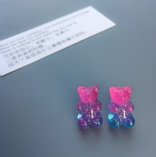 Brinco Gummy Bear Glitter Rosa/lilás
