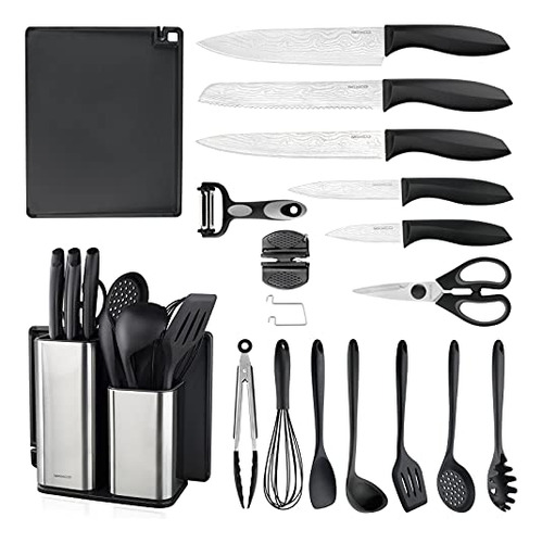 10 Piezas De Cocina Negra Knife Set Con Bloque, 5 P34b9