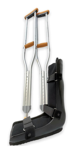 Kit Muleta Aluminio Regulable Par + Bota Ortopedica Walker