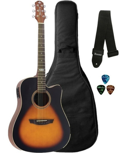 Violão Strinberg Folk Elétrico Sd200 Hbs Kit Capa E Correia