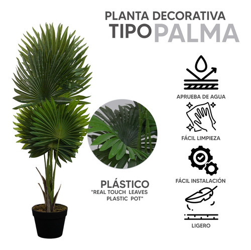Planta Artificial De Plastico Tipo Palma 100cm Jardin Sala