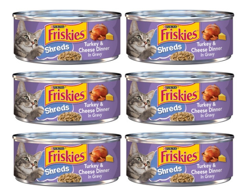 6 Pack Friskies Pavo Queso 5.5oz Alimento Humedo Para Gatos