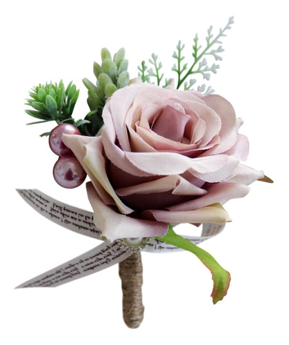 Imagen 10 de 12 de 2 Piezas Romántica Boda Fiesta Rosa Flor Boutonniere
