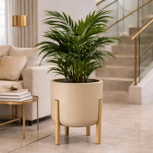Vaso De Planta Luxo Decorativo Com Pé De Madeira M