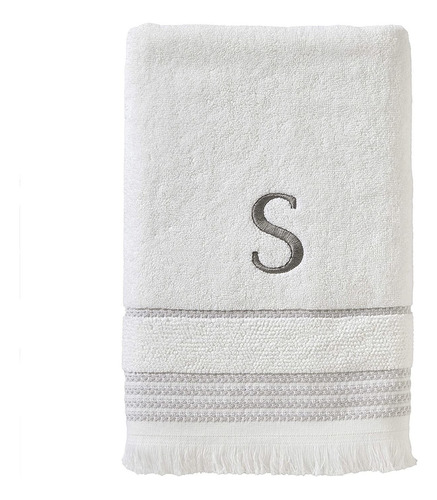 Toalla De Baño Casual Monogram, S, 28x54, Blanco