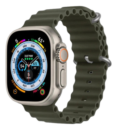 Pulseira Ondulada Relógio Smartwatch 8 Ultra 42mm 44 45 49mm Cor Pulseira Ocean Verde Militar