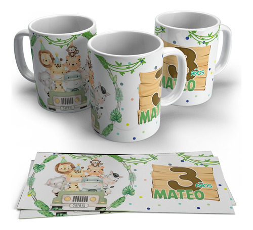 Tazas Plásticas Animalitos Safari Pack X 10