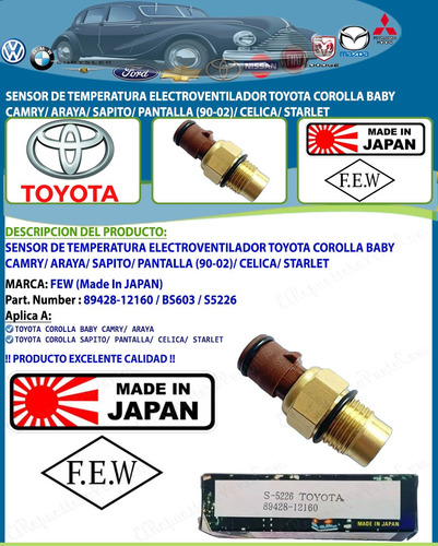 Sensor Temperatura Toyota Corolla Sapito Pantalla (90-02)