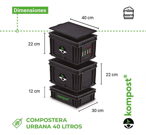 Compostera Urbana Balcón Lombrices Compost 40 L + Envío