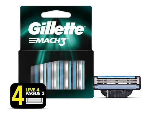 Gillette Mach3 Carga Para Lâmina De Barbear 4 Un
