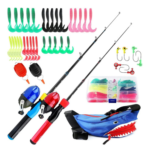 2pcs Kids Fishing Pole Kits,lightweight Telescopic Rod