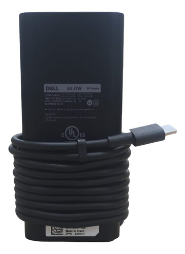 Fonte Carregador Para Dell La65nm190 Lps Type C 65w Dpn039hc Preto