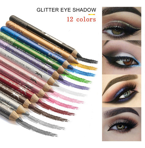 Lápiz De Sombra De Ojos Perlado Impermeable Glazzi, 12 Color