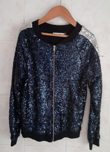 Campera Zara Kids Bomber Lentejuelas Brillos Liviana Niñas 8