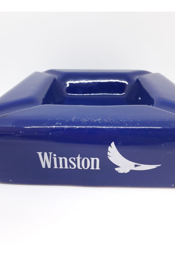 Yh Gran Cenicero De Cigarros Winston Loza Azul Cobalto Cambi