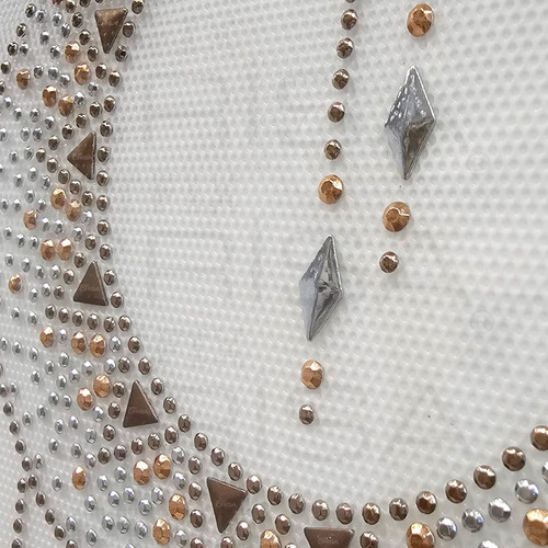 Plancha De Strass Tacha Termoadhesiva Luna Colgante Beige Y Salmón