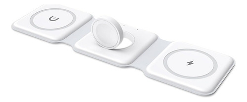 Carregador Triplo USB sem Fio 3 em 1 Dobrável para Dispositivos Cor Branco