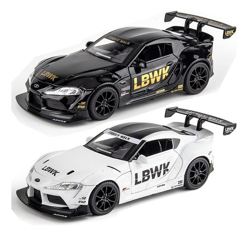 Toyota Supra Gr Miniatura Metal Coche Blanco Y Negro 2pcs