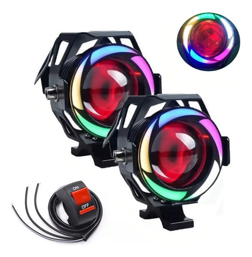 Faros Led Rgb Ojo De Ángel U7 Para Moto, 1 Par