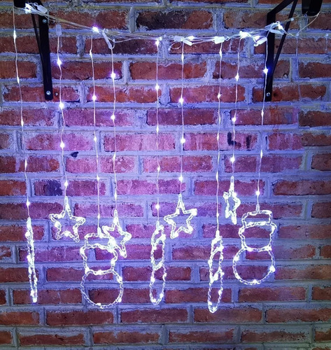 Cortina Led De Navidad Muñeco De Nieve 150luces 3mts