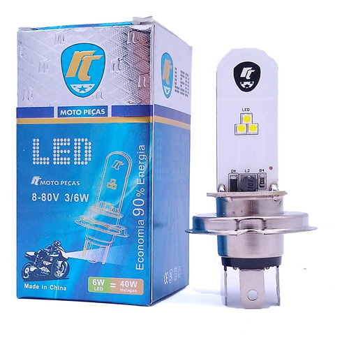 Lâmpada Super Led H4 Farol 8000k 35w