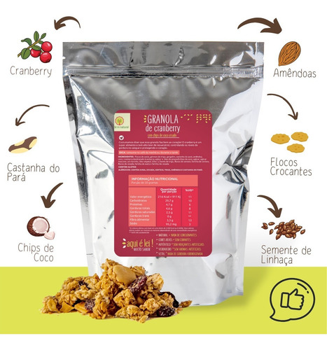 Granola Artesanal De Cranberry - 1 Kg - Made In Natural