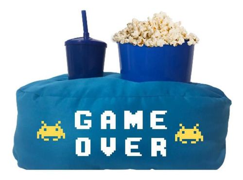 Almofada Porta Pipoca Azul Infantil Game Over