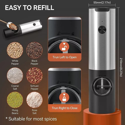 Conjunto De Moedor Elétrico Automático De Sal E Pimenta