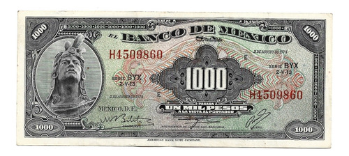 Billete México 1,000 Pesos Cuauhtémoc 1974