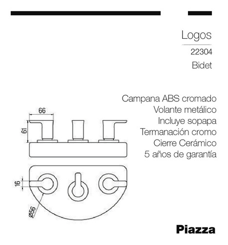 Imagen 5 de 9 de Combo Logos Grifería Cromada Baño Completo Piazza