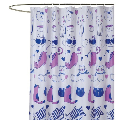 Cortina De Baño Jean Cartier Estampada Protector + Ganchos