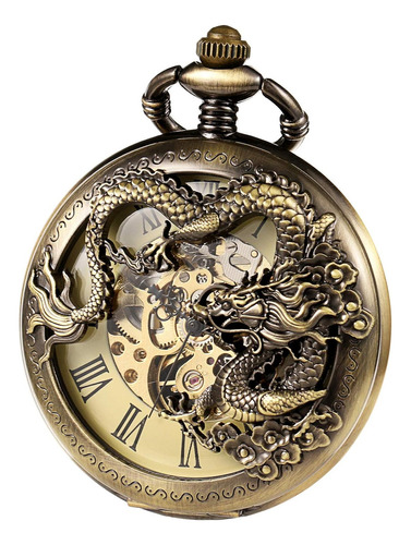 Reloj De Bolsillo Mecánico De Esqueleto Antiguo Para Hombre