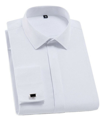 Blanco Hombres Shirt De Esmoquin Regular Fit Gemelos Lujo F