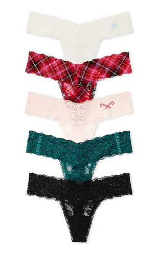Pack X 5 Tangas De Encaje Victoria's Secret Lacie Thongs