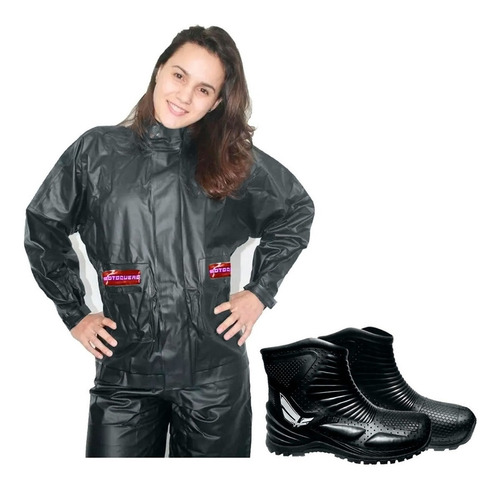 Traje Lluvia Motoquero Dama + Botas Touring Hifly *