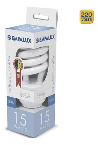 Lâmpada Fluorescente Espiral 15w 220v Empalux Cor da luz Branco-neutro