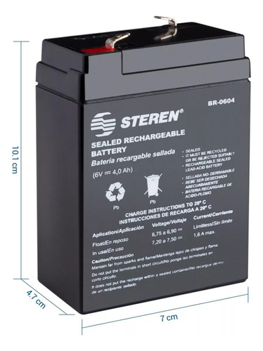 Bateria Recargable 6v Para Bascula Torrey L-pcr-40 (Reacondicionado)